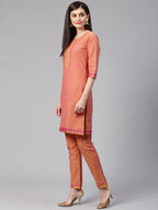 Jompers Women Pink Yoke Design Kurta with Trousers - Distacart