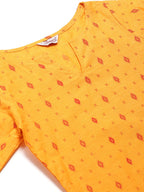 Jompers Women Yellow Printed Kurta with Trousers - Distacart
