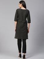 Jompers Women Black and Beige Printed Kurta with Trousers - Distacart