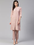 Jompers Women Pink Woven Design Kurta with Trousers - Distacart