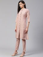 Jompers Women Pink Woven Design Kurta with Trousers - Distacart