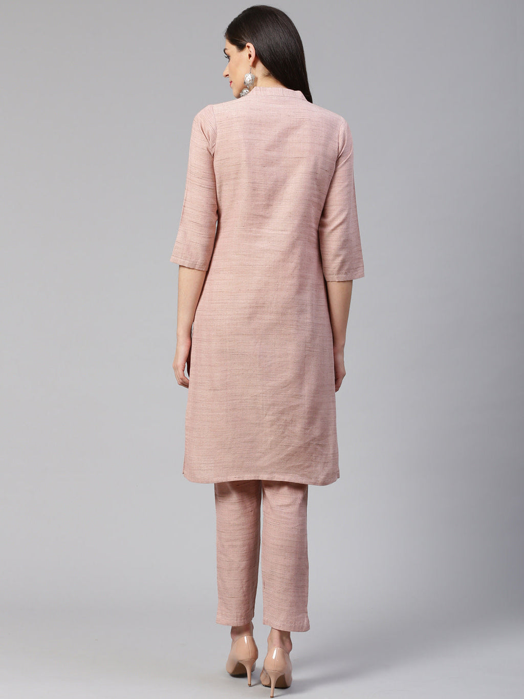 Jompers Women Pink Woven Design Kurta with Trousers - Distacart