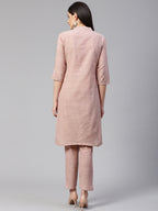 Jompers Women Pink Woven Design Kurta with Trousers - Distacart