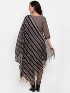 Jompers Women Grey Solid Kurta with Trousers & Dupatta - Distacart