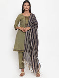 Jompers Women Mustard Solid Kurta with Trousers & Dupatta - Distacart