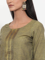 Jompers Women Mustard Solid Kurta with Trousers & Dupatta - Distacart