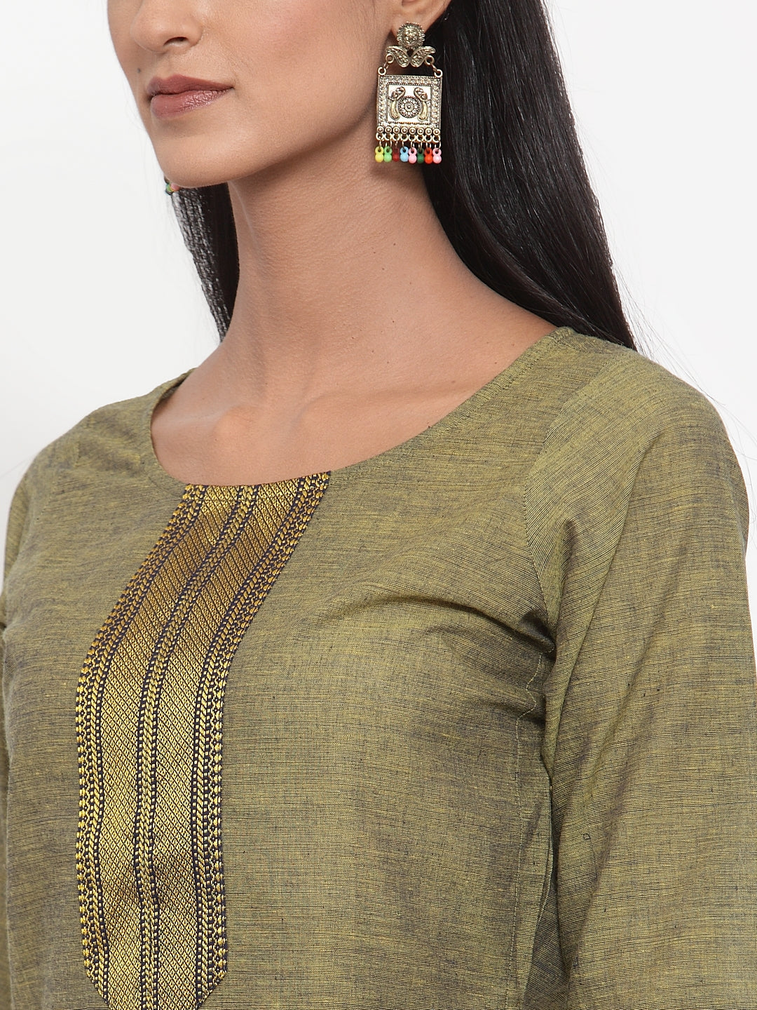 Jompers Women Mustard Solid Kurta with Trousers & Dupatta - Distacart