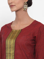 Jompers Women Maroon Solid Kurta with Trousers & Dupatta - Distacart