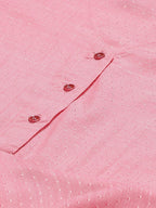 Jompers Women Pink & White Self Design Kurta with Trousers & Dupatta - Distacart