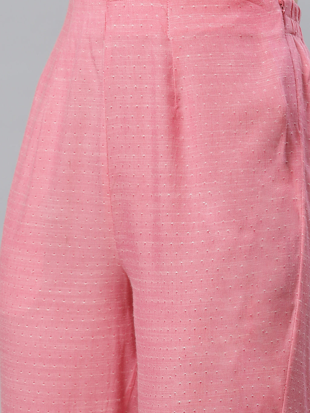 Jompers Women Pink & White Self Design Kurta with Trousers & Dupatta - Distacart