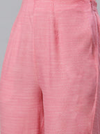 Jompers Women Pink & White Self Design Kurta with Trousers & Dupatta - Distacart
