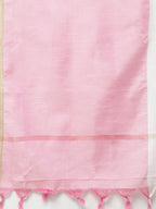 Jompers Women Pink & White Self Design Kurta with Trousers & Dupatta - Distacart