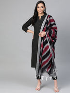 Jompers Women Black & Grey Solid Kurta with Trousers & Dupatta - Distacart