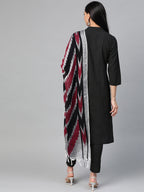 Jompers Women Black & Grey Solid Kurta with Trousers & Dupatta - Distacart