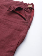 Jompers Women Maroon & Grey Solid Kurta with Trousers & Dupatta - Distacart