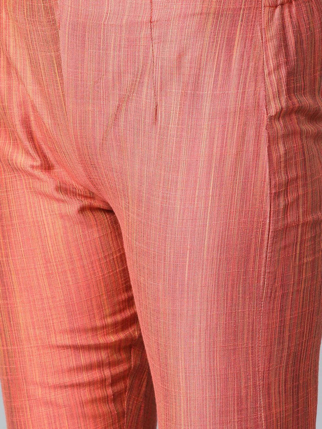 Jompers Women Rust Orange & Beige Self-Striped Kurta with Trousers & Dupatta - Distacart