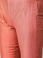 Jompers Women Rust Orange & Beige Self-Striped Kurta with Trousers & Dupatta - Distacart