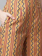 Jompers Women Mustard Yellow & Maroon Floral Pure Cotton Kurta with Trousers & Dupatta