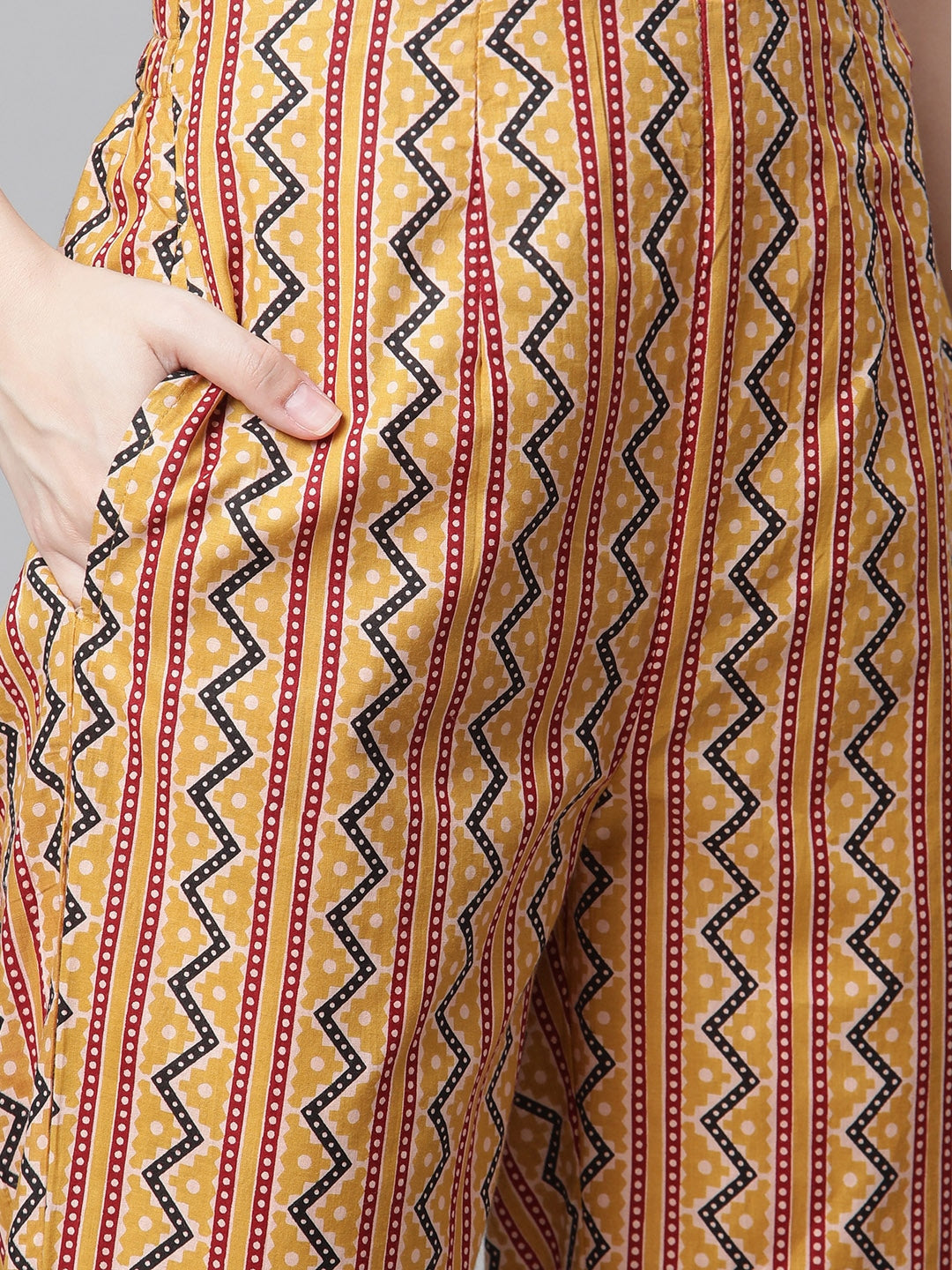 Jompers Women Mustard Yellow & Maroon Floral Pure Cotton Kurta with Trousers & Dupatta