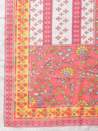 Jompers Women Grey & Peach Floral Pure Cotton Kurta with Trousers & Dupatta