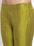Jompers Women Green Self-Striped Kurta with Trousers & Floral Georgette Dupatta - Distacart