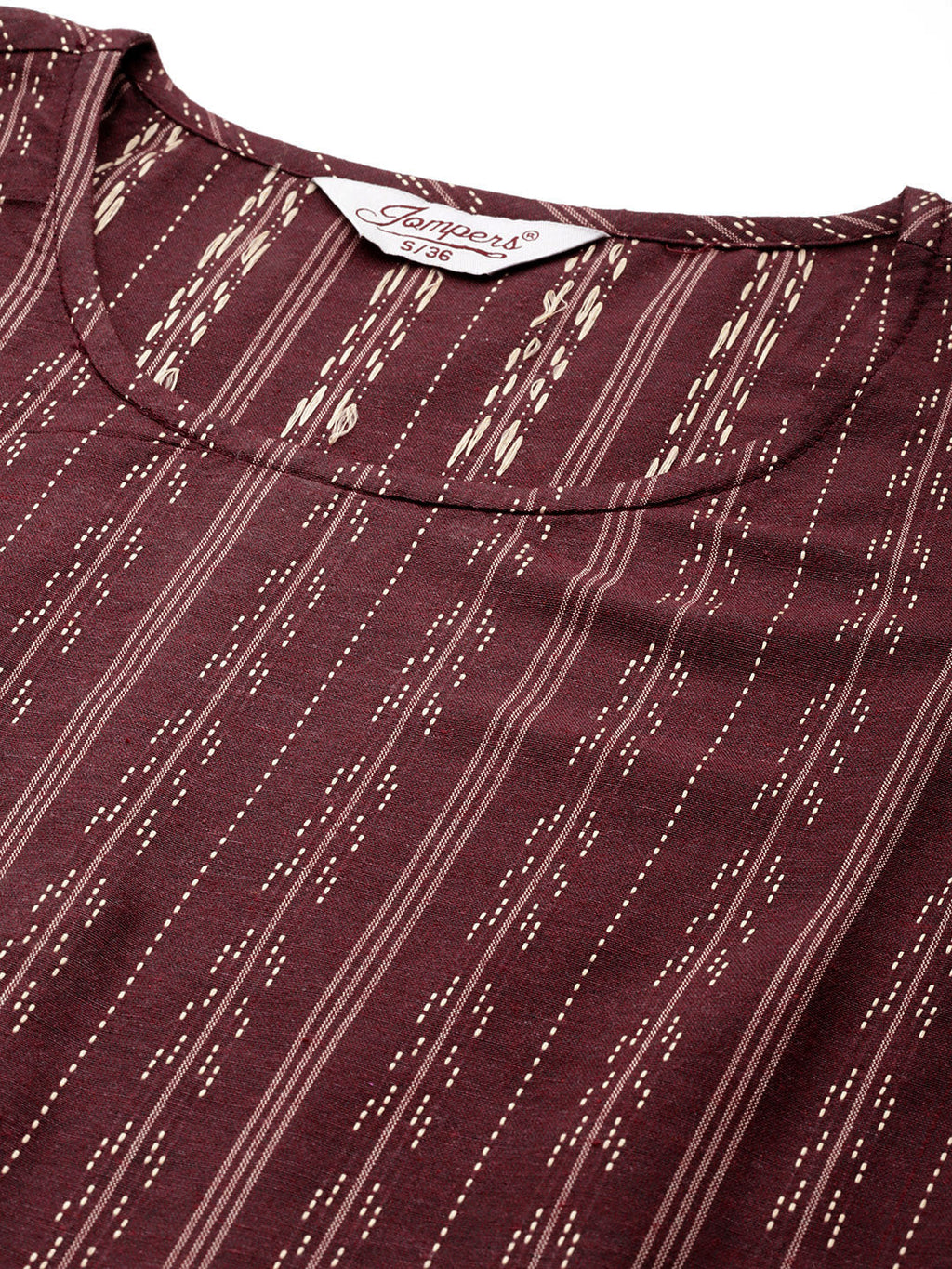 Jompers Women's Jacquard flared kurta palazzo dupatta set - Maroon
