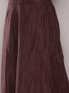 Jompers Women's Jacquard flared kurta palazzo dupatta set - Maroon