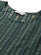 Jompers Women's Jacquard flared kurta palazzo dupatta set - Olive
