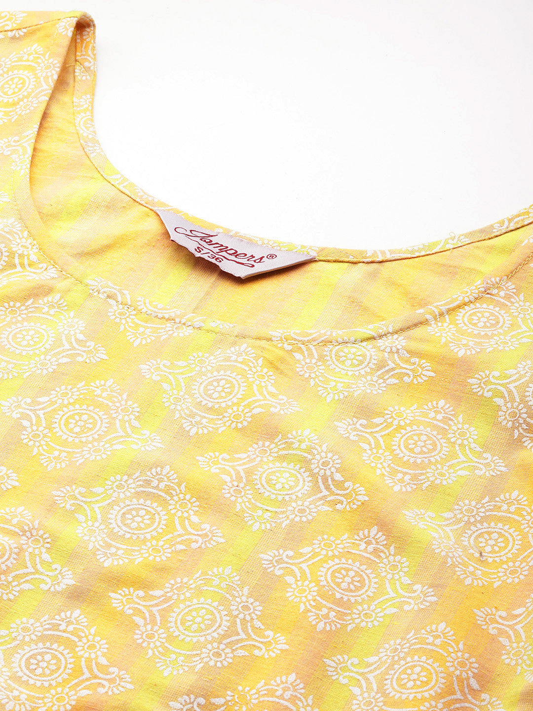 Jompers Women's Printed flared kurta palazzo dupatta set - Yellow