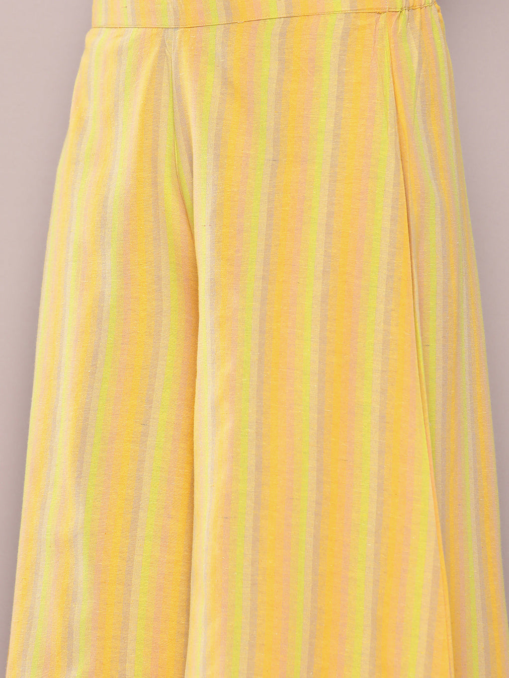 Jompers Women's Printed flared kurta palazzo dupatta set - Yellow
