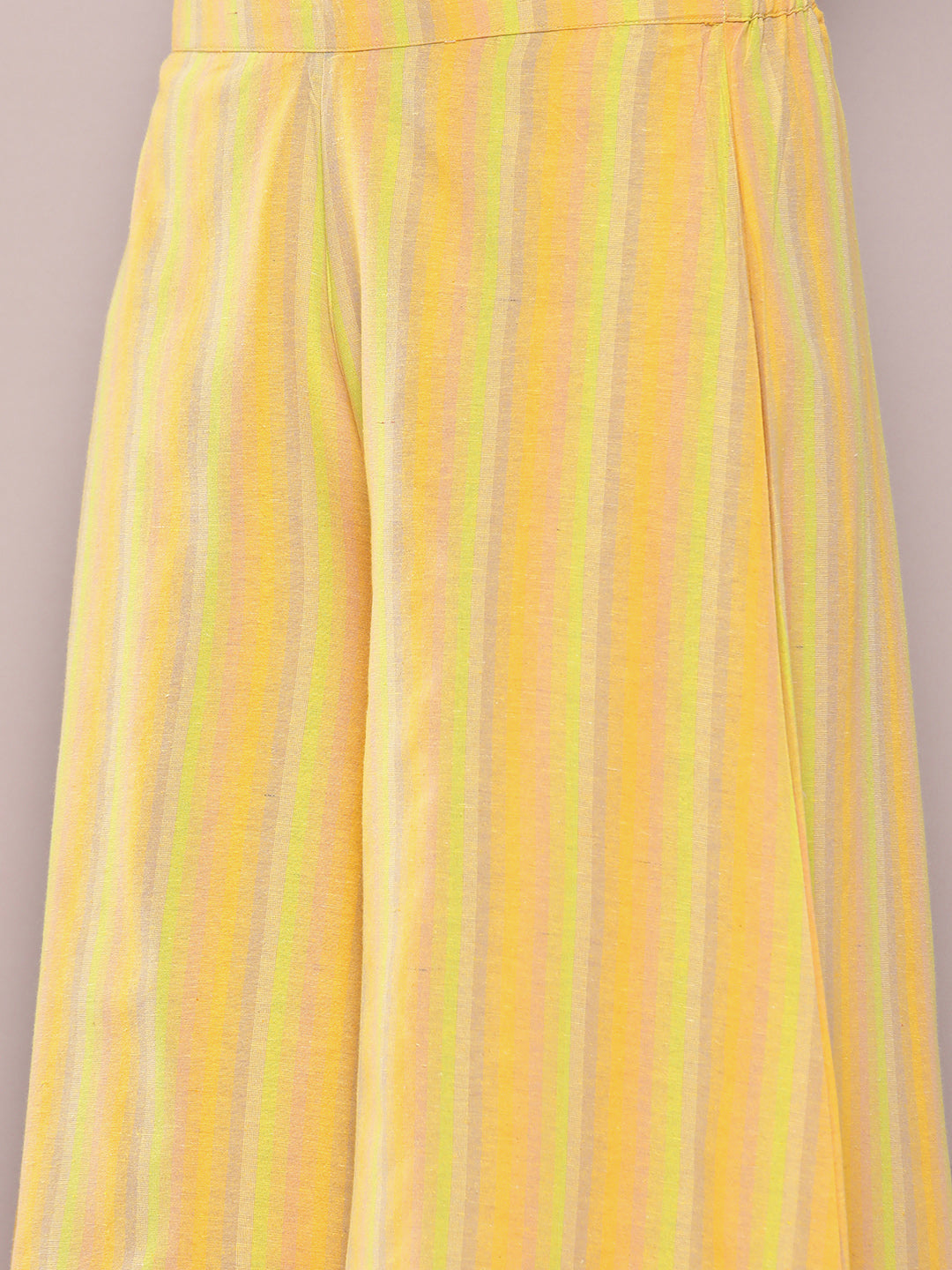 Jompers Women's Printed flared kurta palazzo dupatta set - Yellow