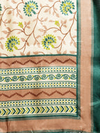 Jompers Women Green Self-Striped Kurta with Trousers & Art Silk Dupatta - Distacart