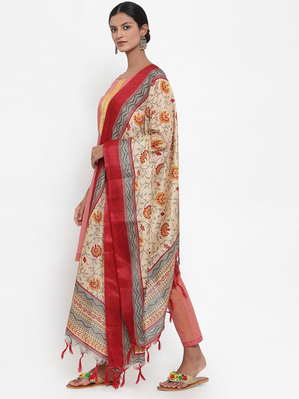 Jompers Women Pink Solid Kurta with Trousers & Dupatta - Distacart