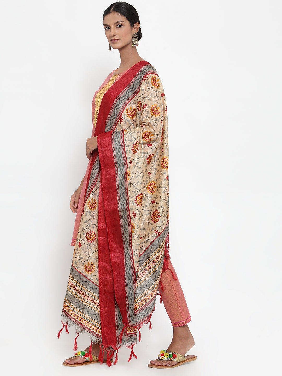 Jompers Women Pink Solid Kurta with Trousers & Dupatta - Distacart