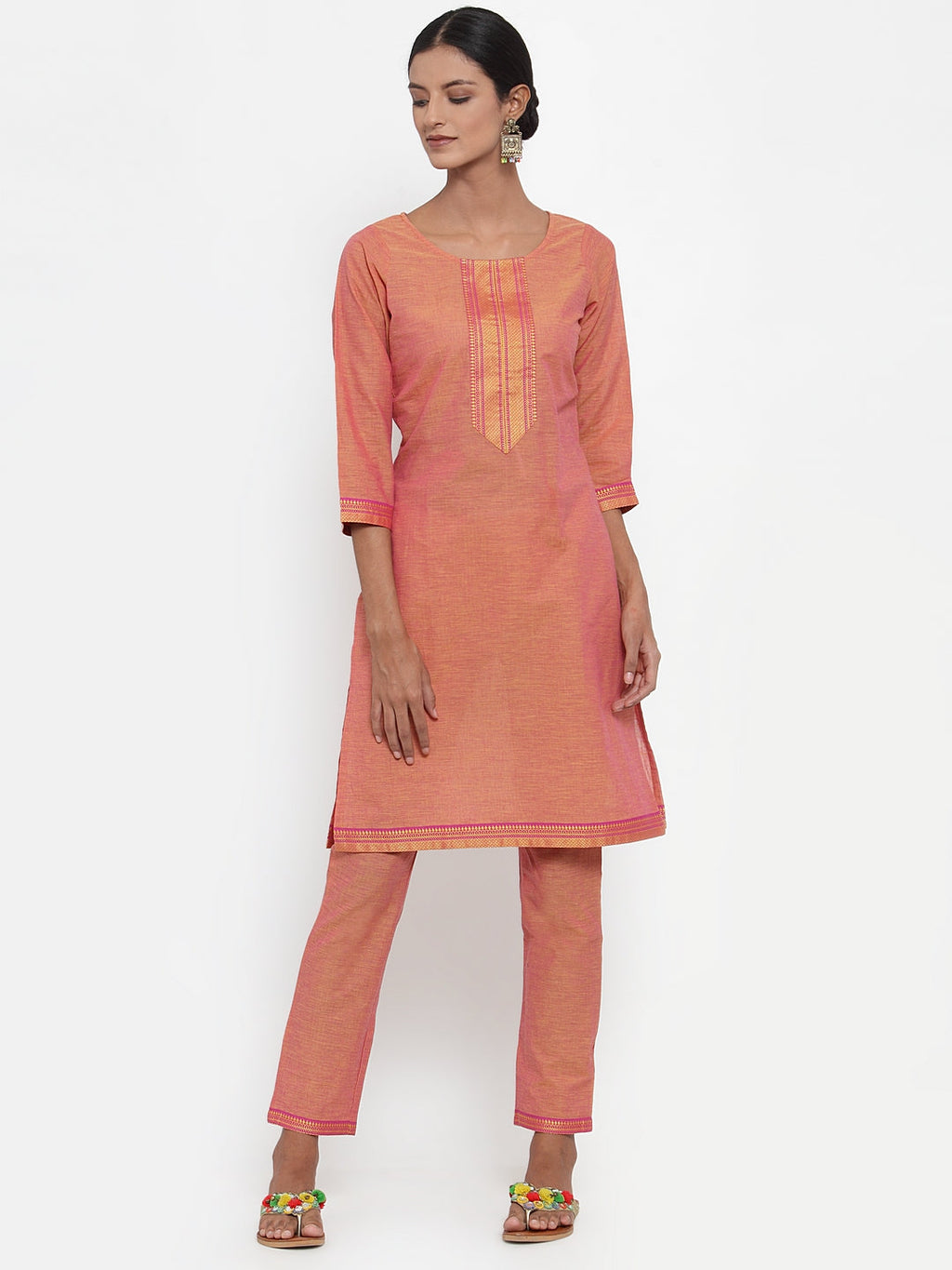 Jompers Women Pink Solid Kurta with Trousers & Dupatta - Distacart