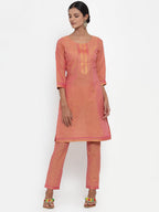 Jompers Women Pink Solid Kurta with Trousers & Dupatta - Distacart