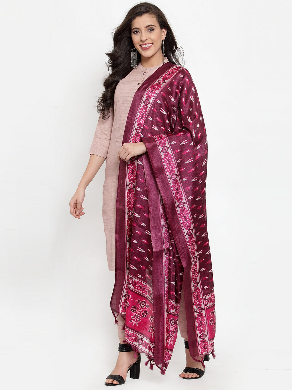 Jompers Women Pink Solid Kurta with Trousers & Dupatta - Distacart