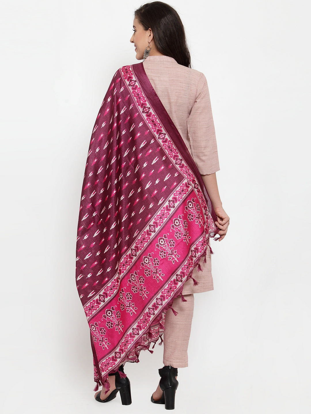 Jompers Women Pink Solid Kurta with Trousers & Dupatta - Distacart