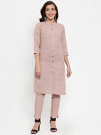 Jompers Women Pink Solid Kurta with Trousers & Dupatta - Distacart