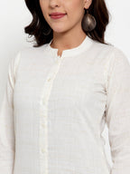 Jompers Women Off-White Solid Kurta with Trousers & Dupatta - Distacart