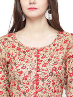 Jompers Women Red & Beige Printed A-Line Kurta - Distacart