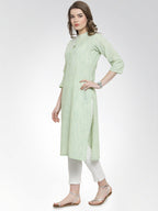 Jompers Women Green self design straight Kurta - Distacart