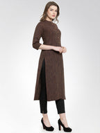 Jompers Women Brown self design straight Kurta - Distacart