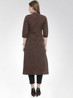 Jompers Women Brown self design straight Kurta with Trousers - Distacart