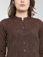 Jompers Women Brown self design straight Kurta with Trousers - Distacart