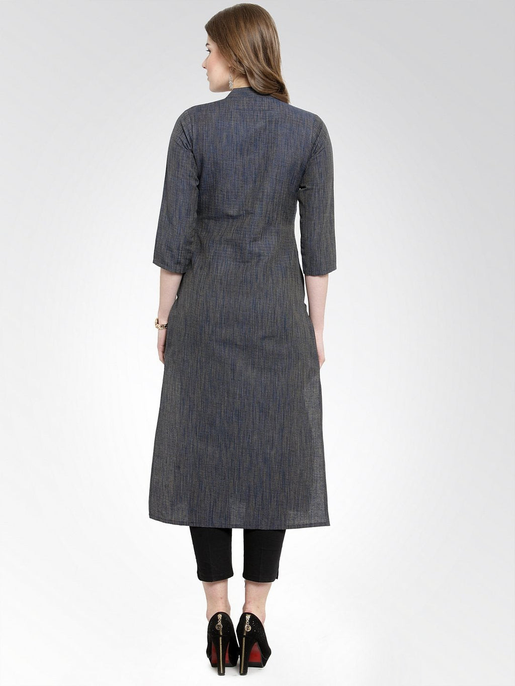 Jompers Women Navy self design straight Kurta - Distacart
