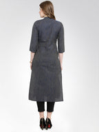 Jompers Women Navy self design straight Kurta - Distacart