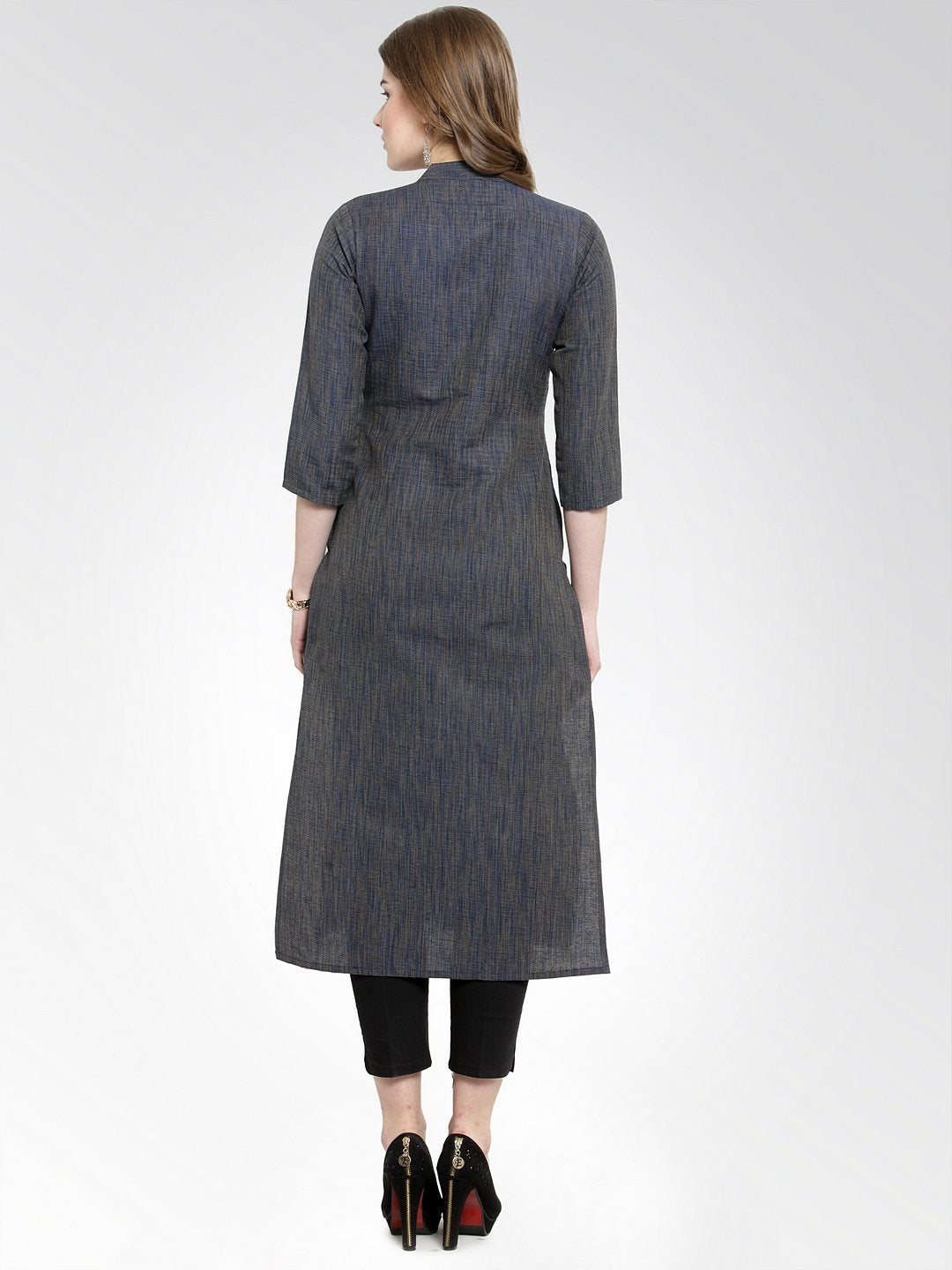 Jompers Women Navy self design straight Kurta - Distacart