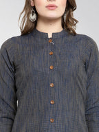 Jompers Women Navy self design straight Kurta - Distacart