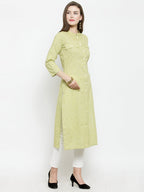 Jompers Women Green woven design Straight Kurta - Distacart